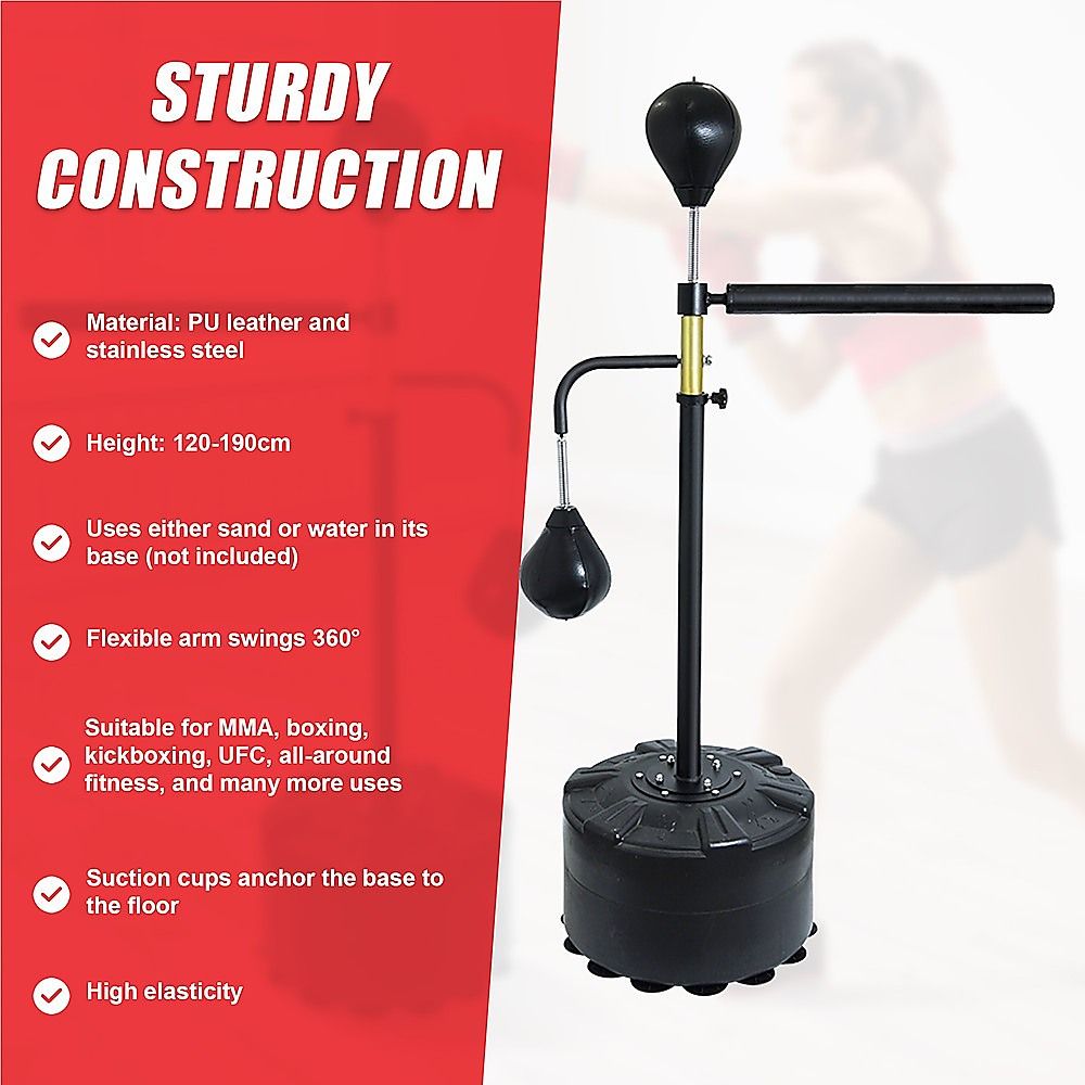 Free Standing Punching Bag 120-190cm Adjustable Boxing Reflex Bag Dummy, Black