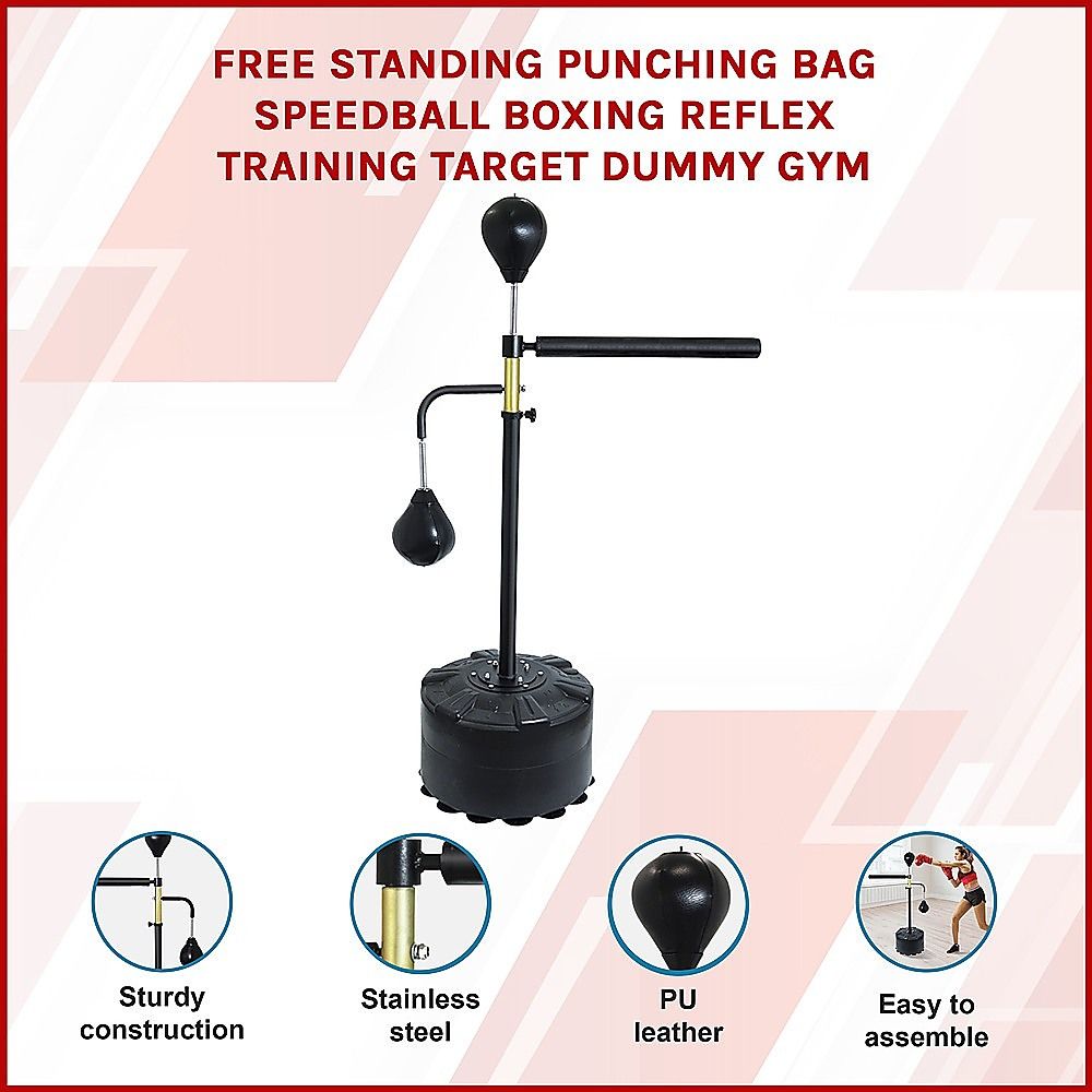 Free Standing Punching Bag 120-190cm Adjustable Boxing Reflex Bag Dummy, Black