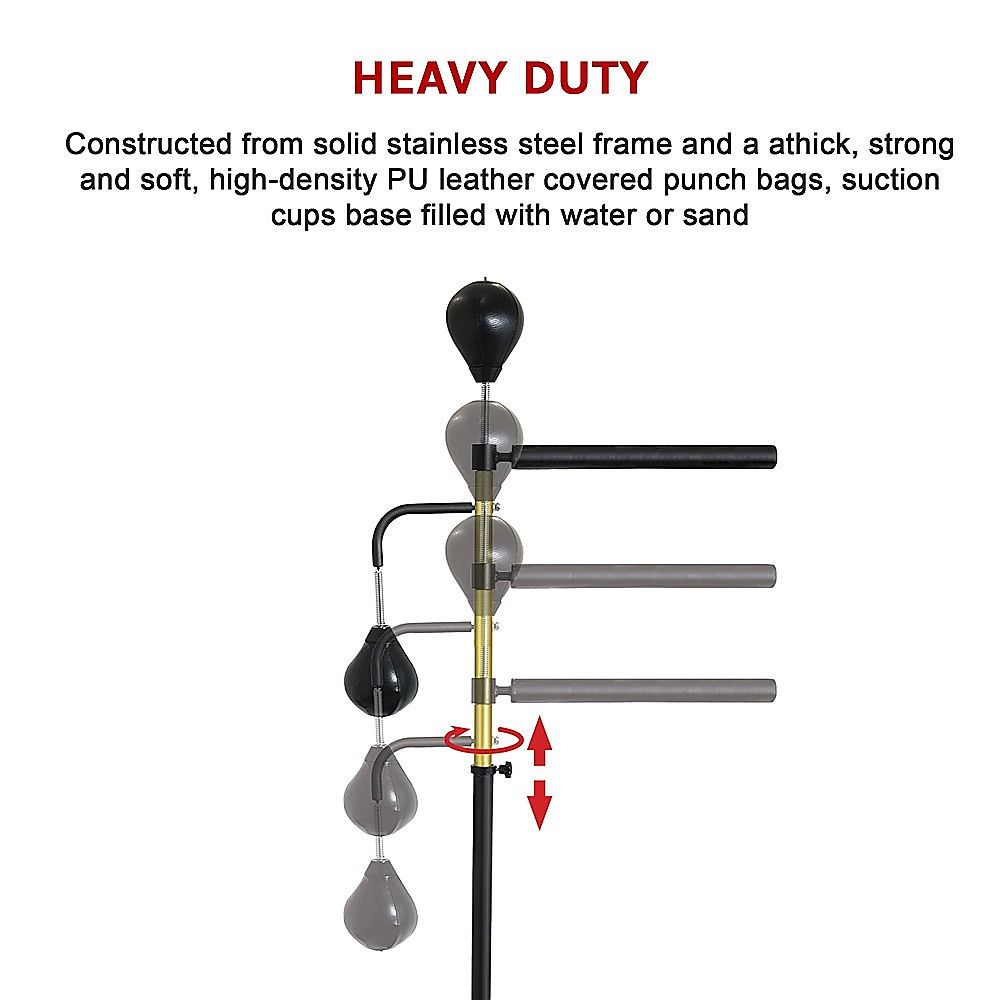 Free Standing Punching Bag 120-190cm Adjustable Boxing Reflex Bag Dummy, Black