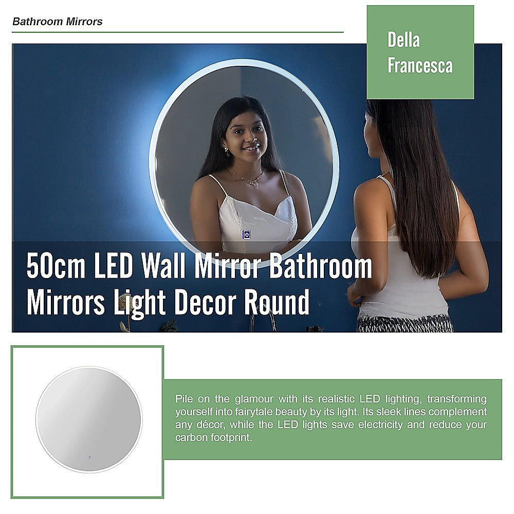 50cm LED Wall Mirror Bathroom Mirrors Light Decor Round