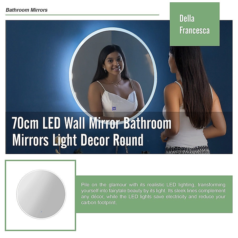 70cm LED Wall Mirror Bathroom Mirrors Light Decor Round