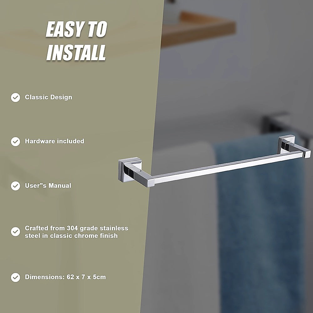 Classic Chrome Towel Bar Rail Bathroom