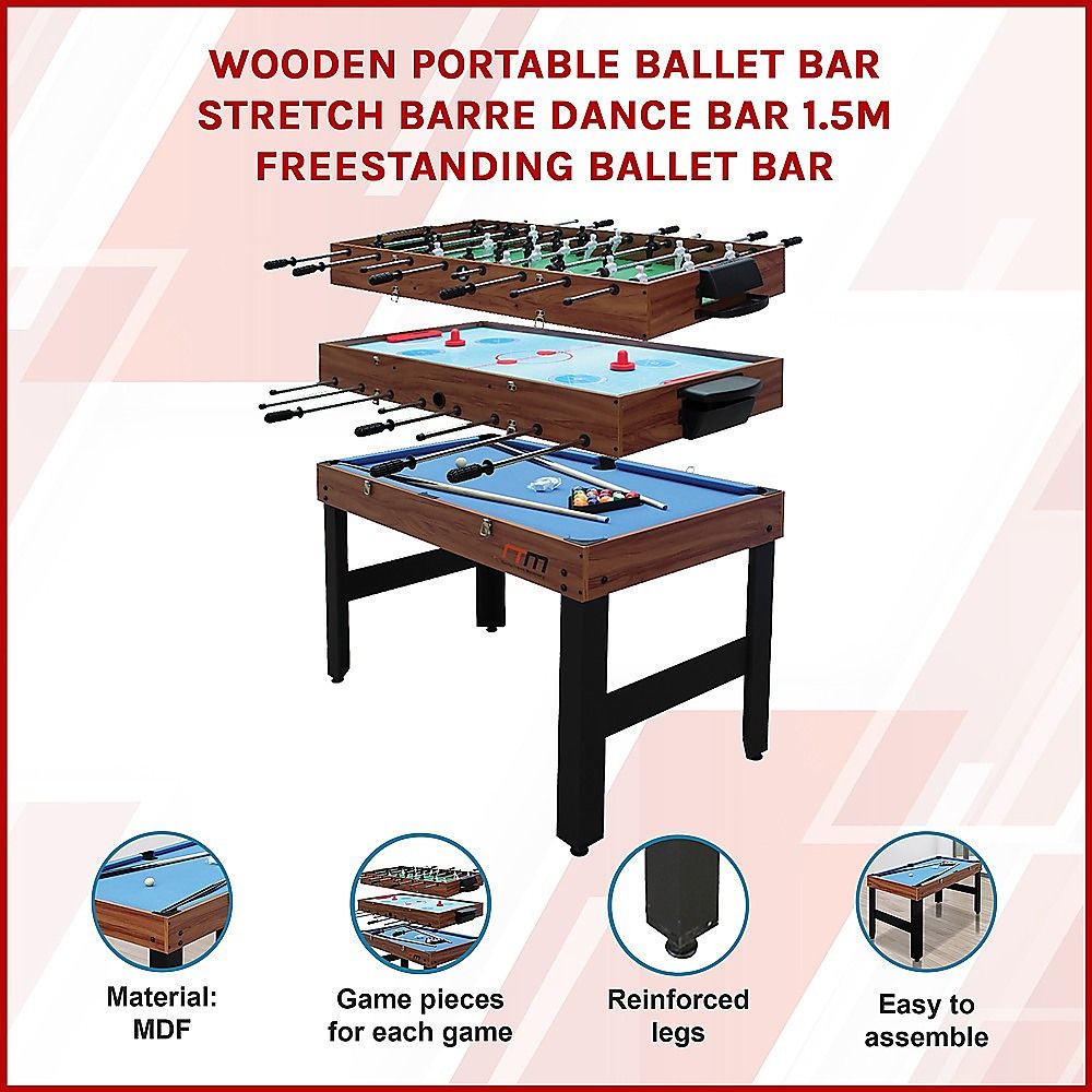 4FT 3-in-1 Games Foosball Soccer Hockey Pool Table, MDF, Ages 8 Plus Set