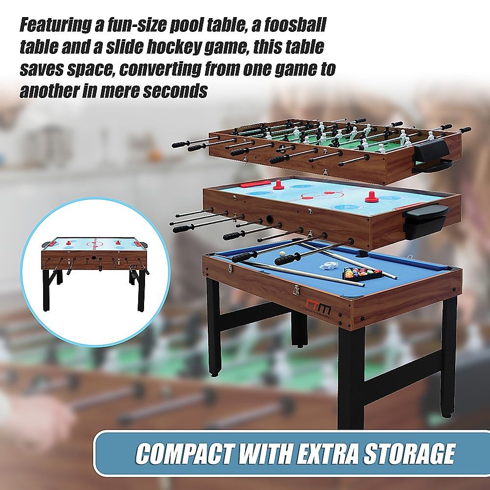 4FT 3-in-1 Games Foosball Soccer Hockey Pool Table, MDF, Ages 8 Plus Set
