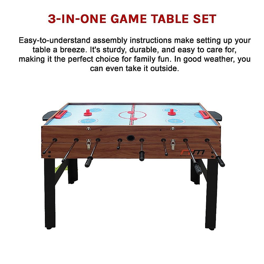 4FT 3-in-1 Games Foosball Soccer Hockey Pool Table, MDF, Ages 8 Plus Set