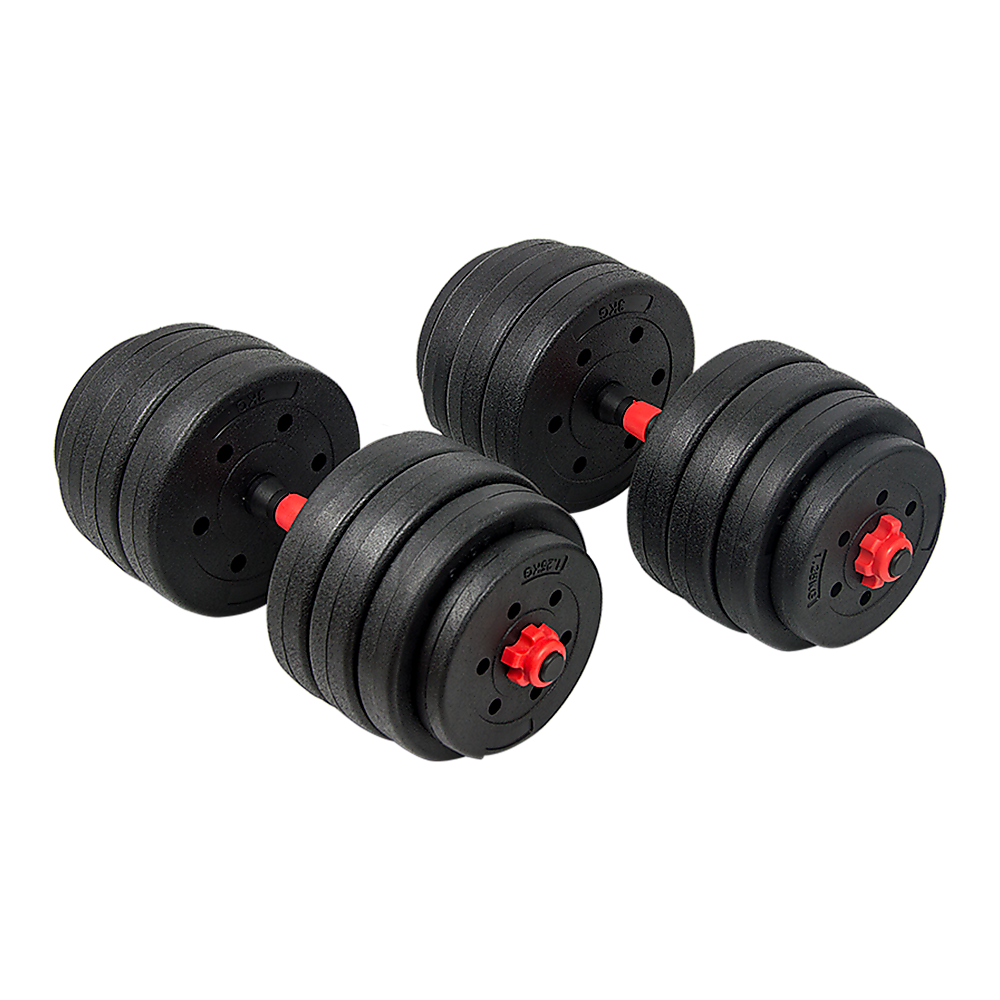 40kg Adjustable Rubber Dumbbell and Barbell Set with Chrome Bars for Home Gym