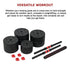 40kg Adjustable Rubber Dumbbell and Barbell Set with Chrome Bars for Home Gym