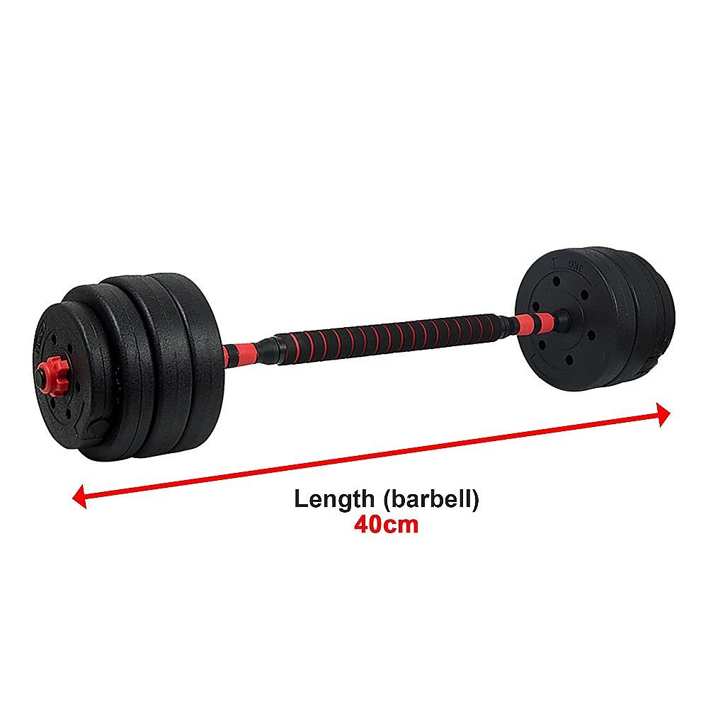 40kg Adjustable Rubber Dumbbell and Barbell Set with Chrome Bars for Home Gym