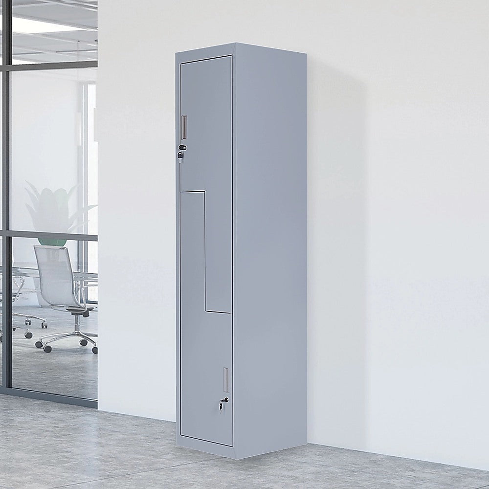 Grey Two-Door L-shaped Office Gym Shed Storage Lockers