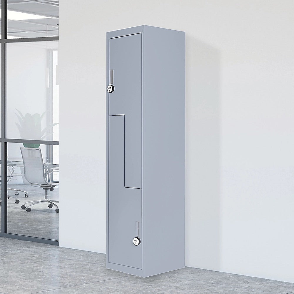 Grey Two-Door L-shaped Office Gym Shed Storage Lockers