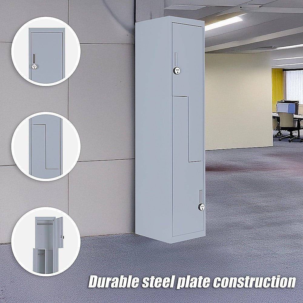 Grey Two-Door L-shaped Office Gym Shed Storage Lockers