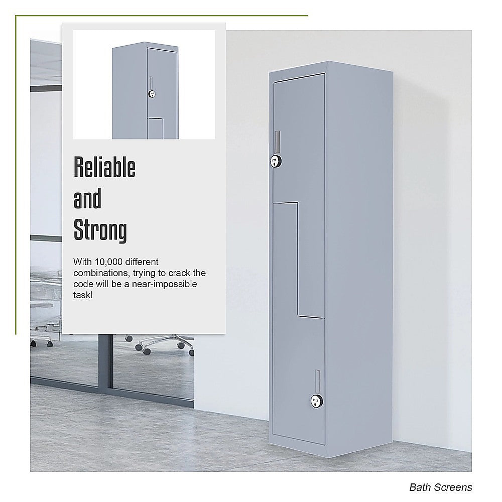 Grey Two-Door L-shaped Office Gym Shed Storage Lockers