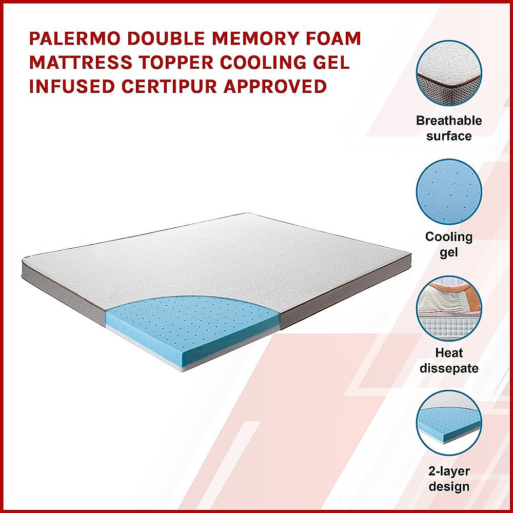 Double Cooling Gel Memory Foam Mattress Topper – CertiPUR-US® Certified Foam
