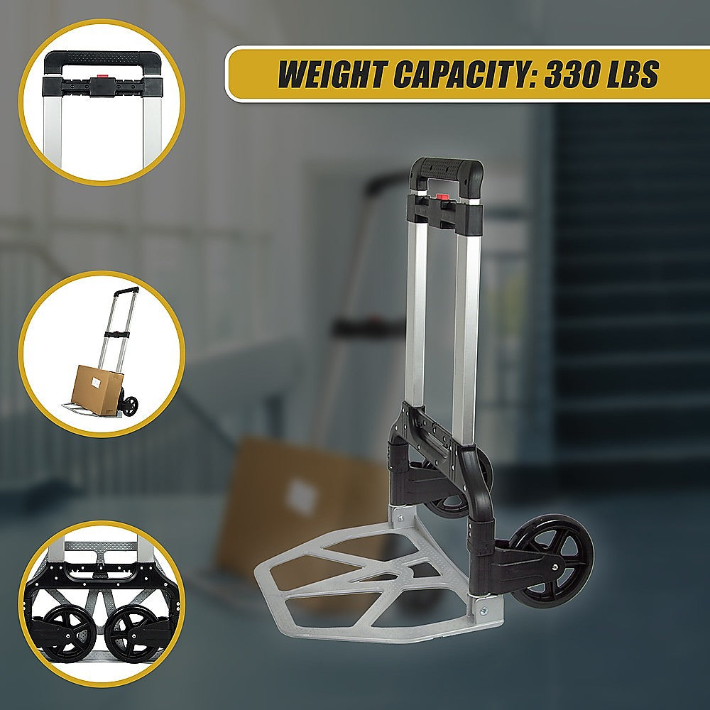 150KG Portable Cart Folding Dolly Push Truck Hand Collapsible Luggage Trolley