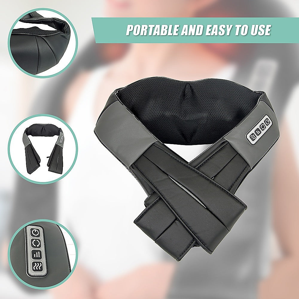 Shiatsu Neck & Back Massager with Heat – Deep Kneading Massage Pillow for Shoulders