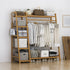 Portable Clothes Rack Coat Garment Stand Bamboo Rail Hanger Airer Closet