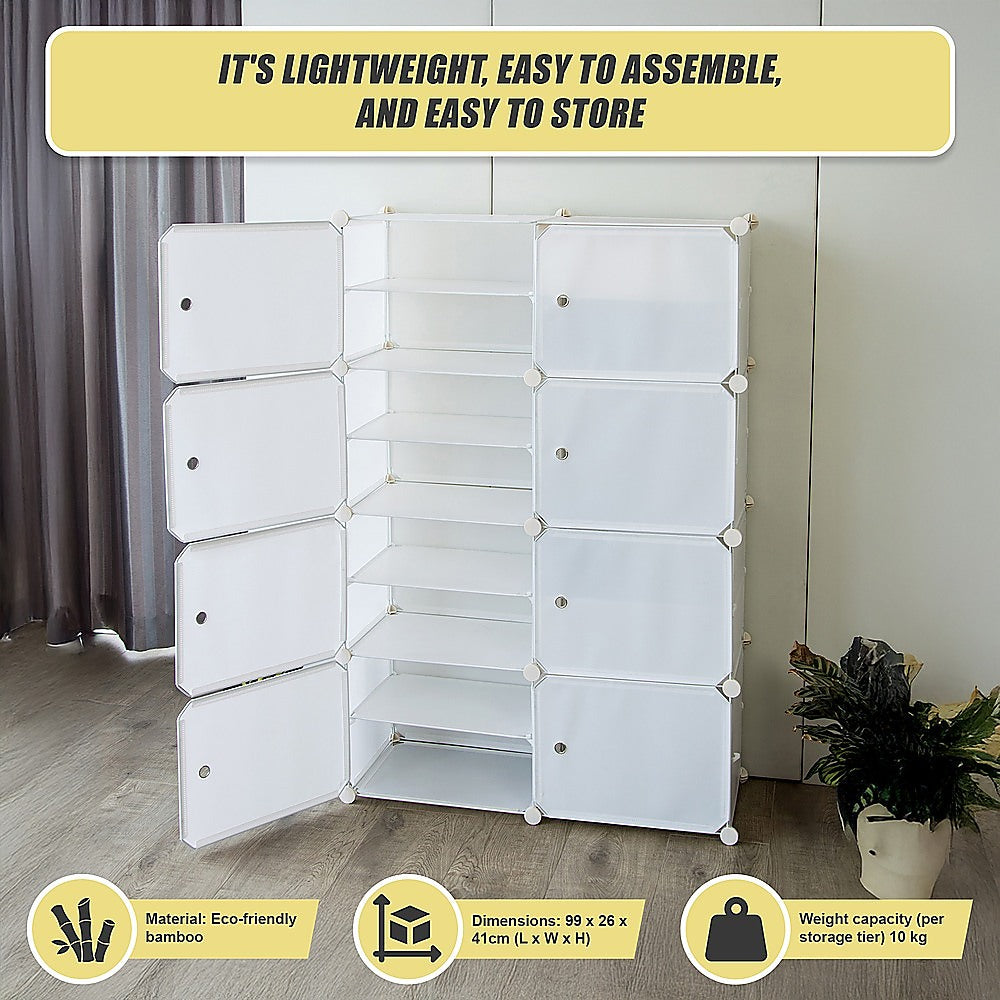 White Cube DIY Shoe Cabinet Rack Storage Portable Stackable Organiser Stand