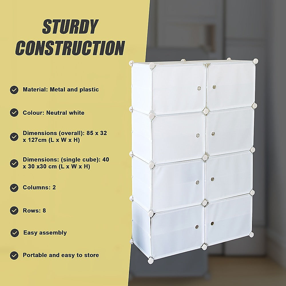 White Cube DIY Shoe Cabinet Rack Storage Portable Stackable Organiser Stand