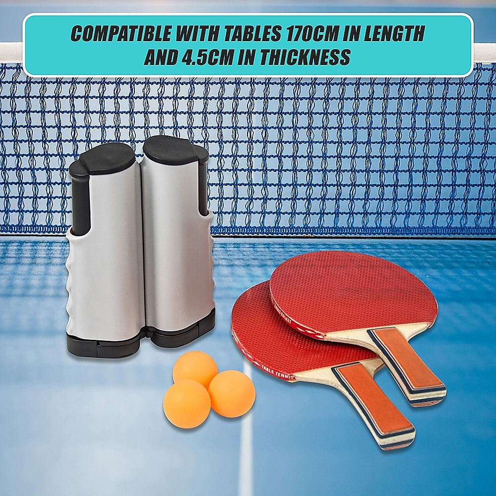 Portable Table Tennis Set with Extendable Net, 2 Paddles & 2 Ping Pong Balls