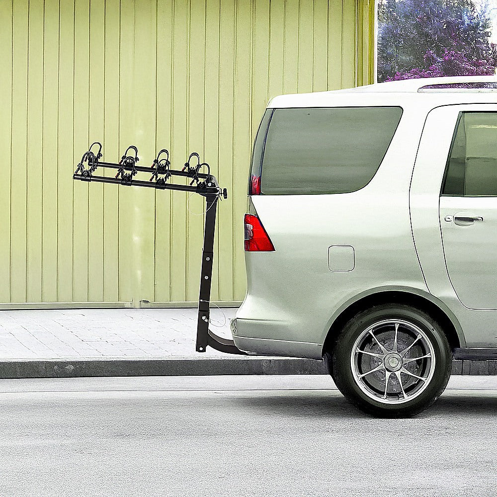Premium 4-Bike Carrier Rack Hitch Mount Swing Down Bicycle Rack W/ 2