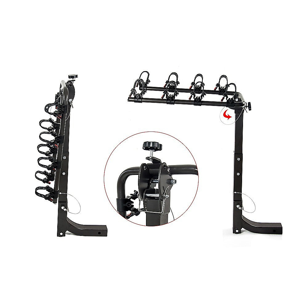Premium 4-Bike Carrier Rack Hitch Mount Swing Down Bicycle Rack W/ 2