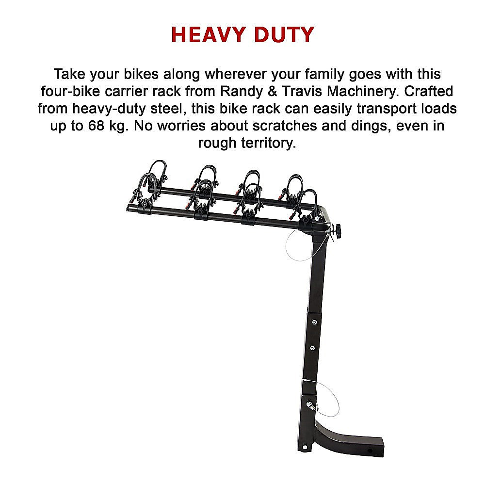 Premium 4-Bike Carrier Rack Hitch Mount Swing Down Bicycle Rack W/ 2