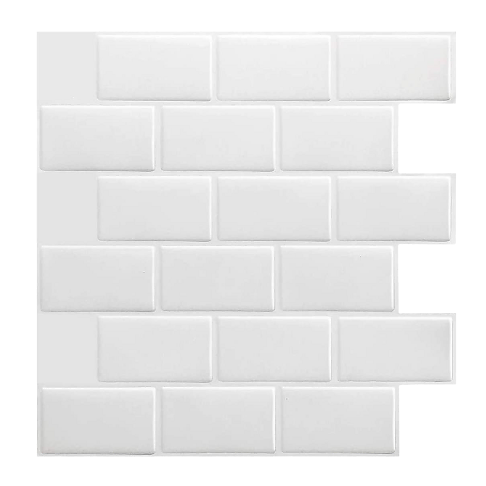 Tiles 3D Peel and Stick Wall Tile Subway White (30 x 30cm x 10 sheets)