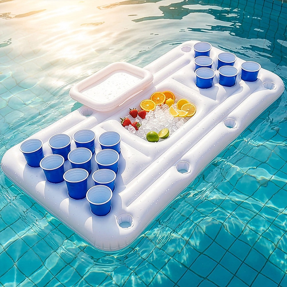 Big PVC Inflatable Beer Pong Raft Floating Pool Party Pong Game Table Lounge Toy