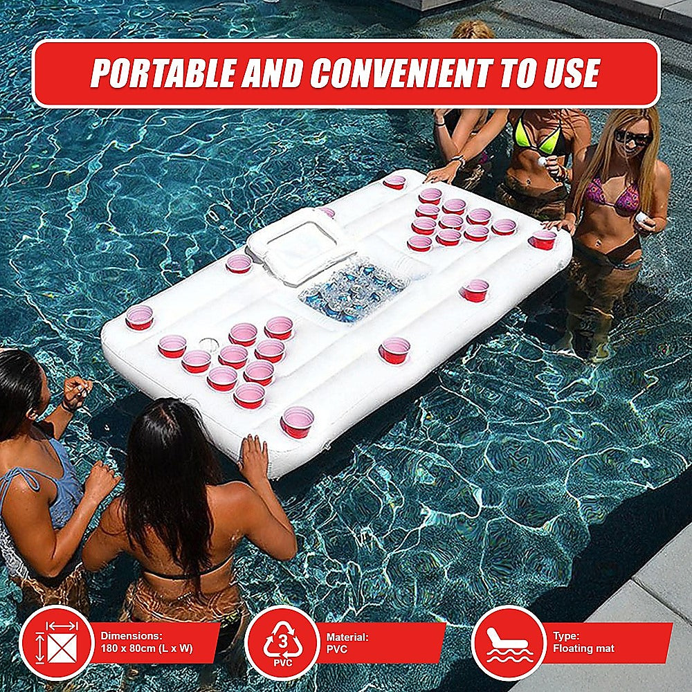 Big PVC Inflatable Beer Pong Raft Floating Pool Party Pong Game Table Lounge Toy