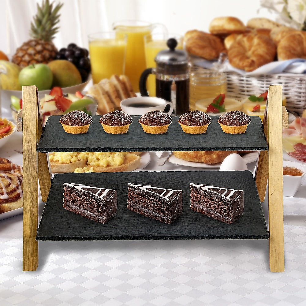 Party 2 Tier Cake Stand Slate Wedding Tiered Serving Stand Afternoon Tea