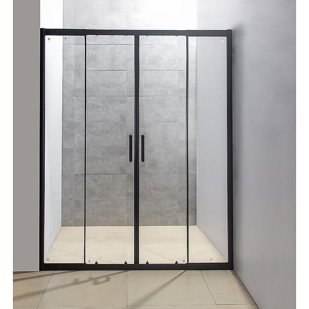 1400-1600mm Sliding Door Safety Glass Shower Screen Black By