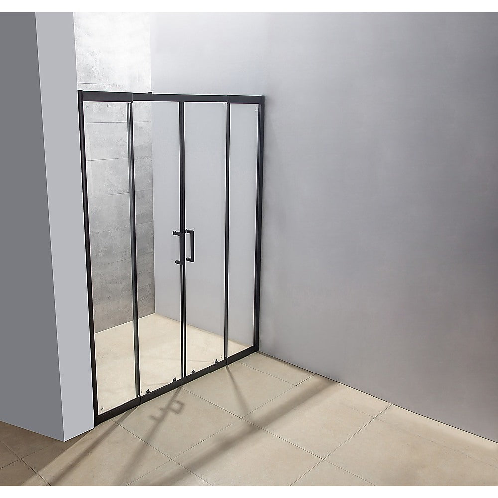 1400-1600mm Sliding Door Safety Glass Shower Screen Black By