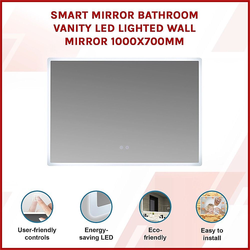 Della Francesca LED Bathroom Mirror 100x70cm Anti-Fog Dimmable Touch Wall Mirror