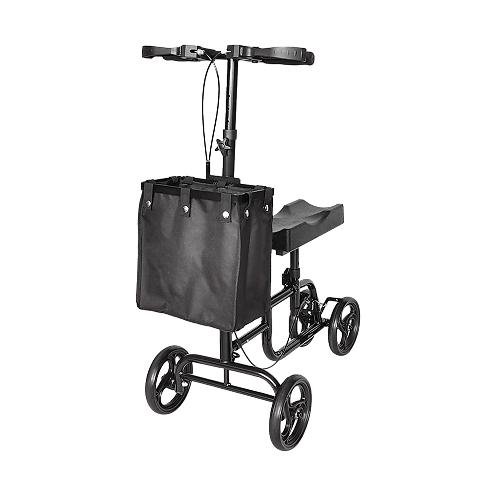Foldable Knee Walker Scooter Crutch Alternative with Brakes & Storage Bag, 136kg