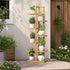 6 Tiers Vertical Bamboo Plant Stand Staged Flower Shelf Rack Outdoor Garden