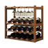 Wine Rack Free Standing 15 Bottles with 6 Glasses Holder Bamboo Wine Storage
