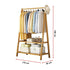 Portable Clothes Rack Coat Garment Stand Bamboo Rail Hanger Airer Closet