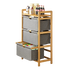 Bamboo Shelf with Storage Hamper – Wooden Organiser with 3 Removable Laundry Bags