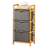 Bamboo Shelf with Storage Hamper – Wooden Organiser with 3 Removable Laundry Bags