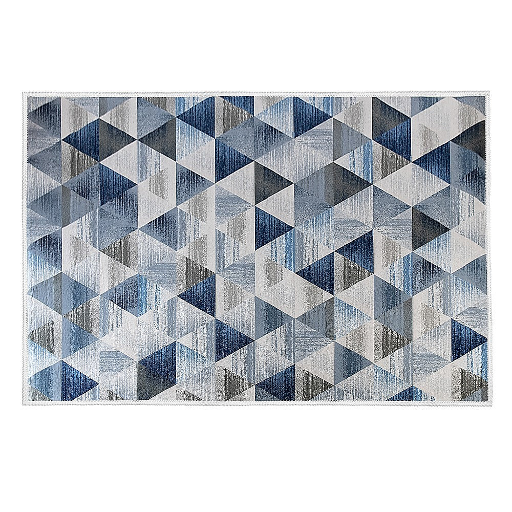 200x300cm Large Floor Blue Triangle Mirage Rug – Modern Area Carpet for Bedroom & Lounge