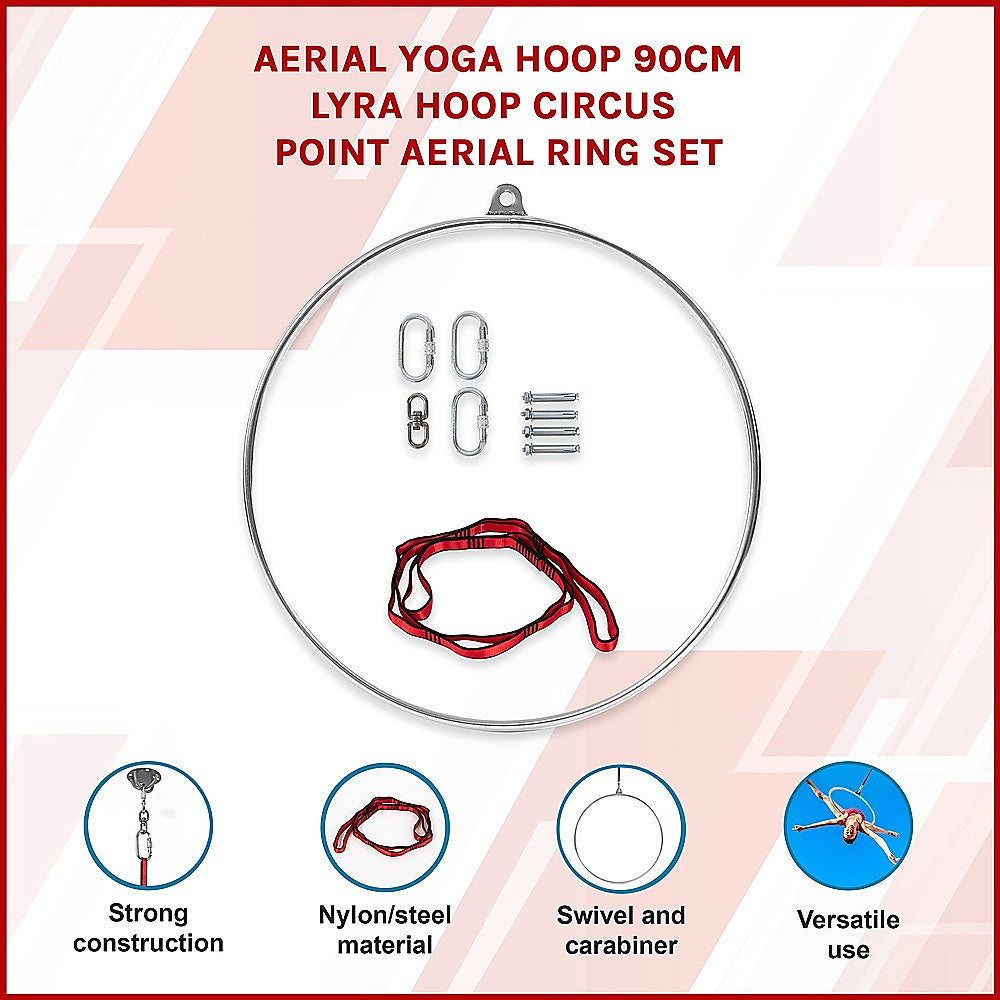 Aerial Yoga Hoop 90CM Lyra Hoop Circus Single Point Aerial Ring Set