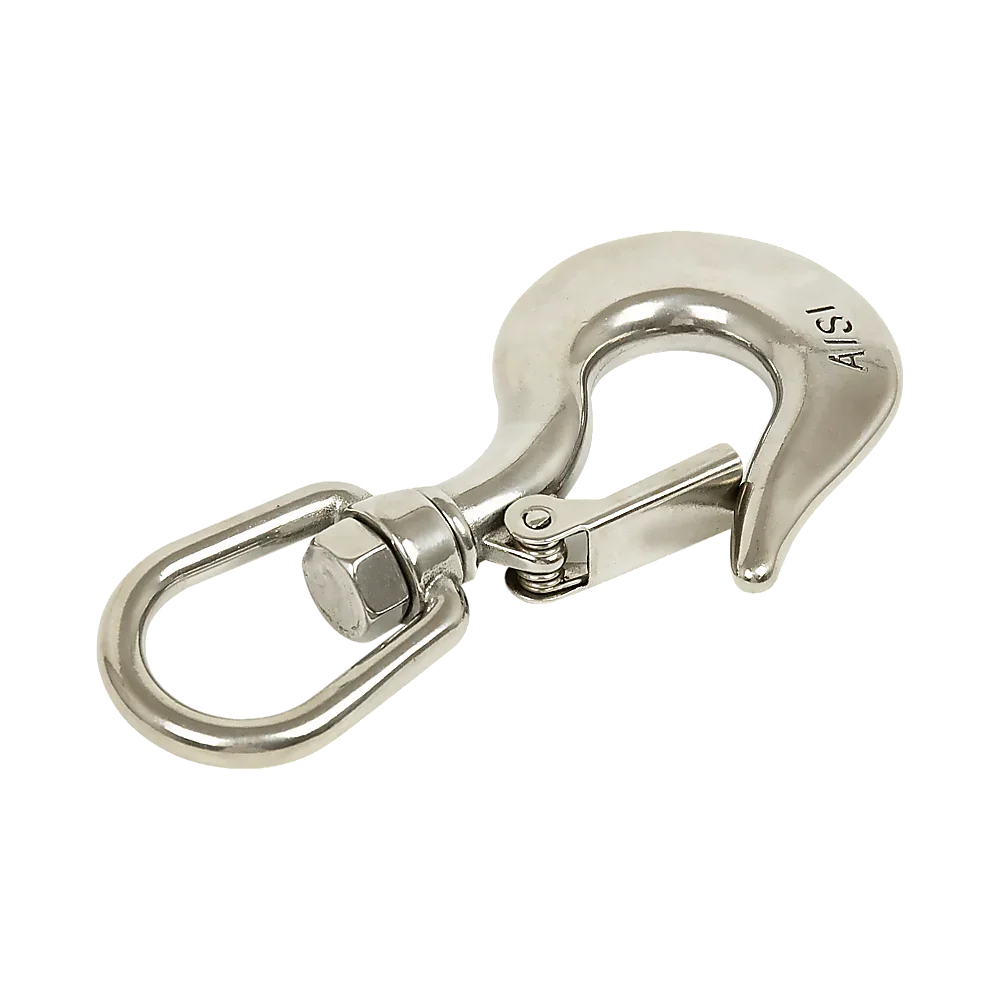 304 Stainless Steel Swivel Lift Clevis Chain Crane Hook with Safety Lock 650kg