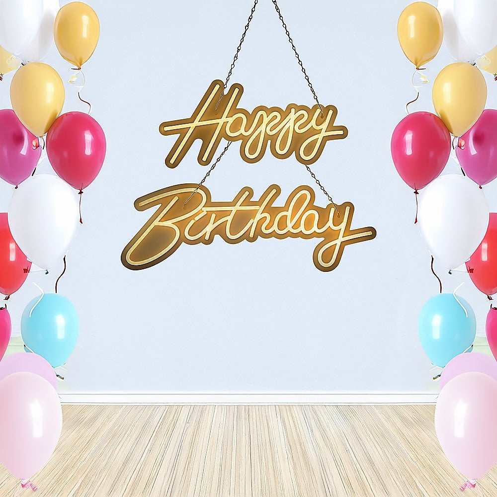 Happy Birthday Neon Sign Hanging Glowing Party Decoration