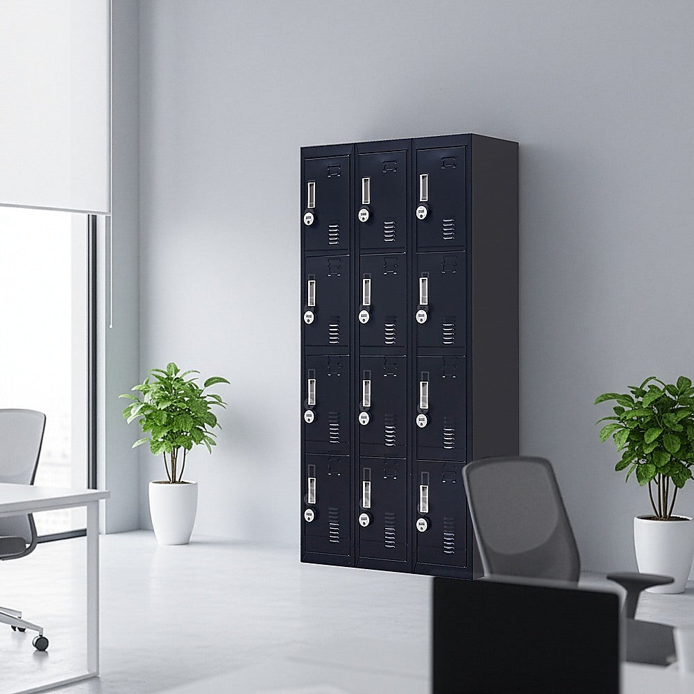 12-Door Locker for Office Gym Shed School Home Storage - 4-Digit Combination Lock