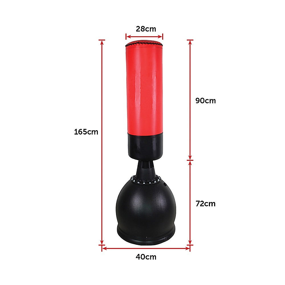 165cm Free-Standing Boxing Punching Bag, Water/Sand Fillable Base, 90cm