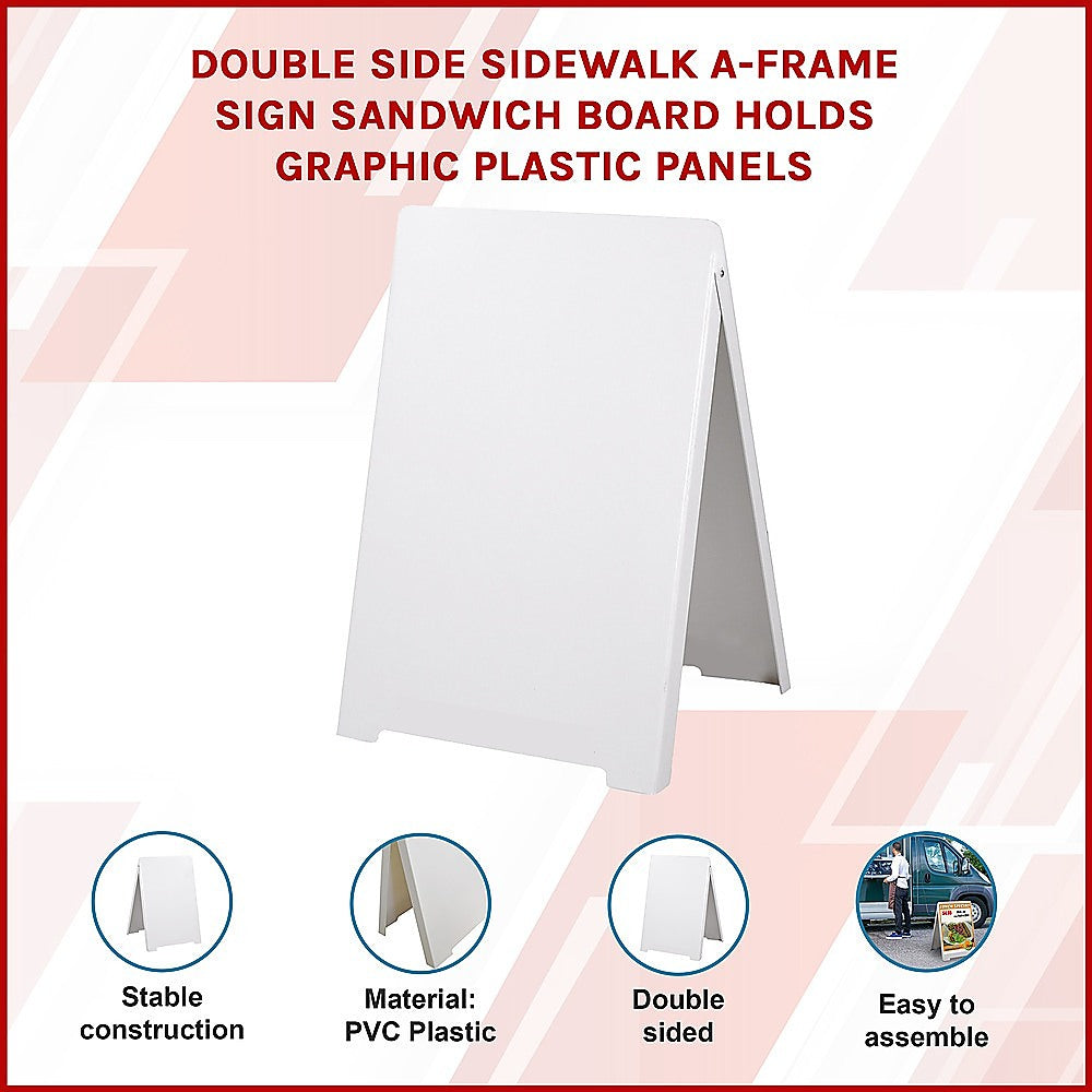Double Side Sidewalk A-frame Sign Sandwich Board holds Graphic Plastic Panels