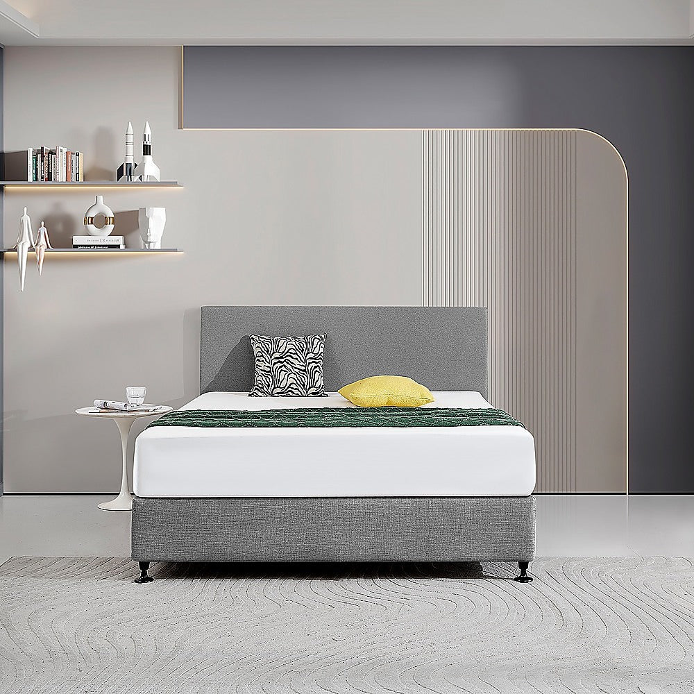 Deluxe Queen Bed Headboard in Charcoal Linen Fabric with Removable Cover