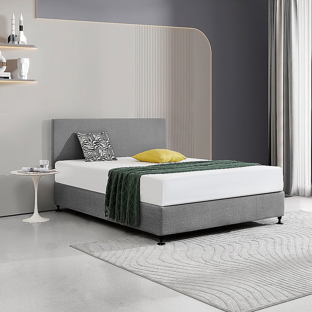 Deluxe Queen Bed Headboard in Charcoal Linen Fabric with Removable Cover