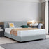 Deluxe King Bed Headboard in Stone Grey Linen Fabric with Removable Cover