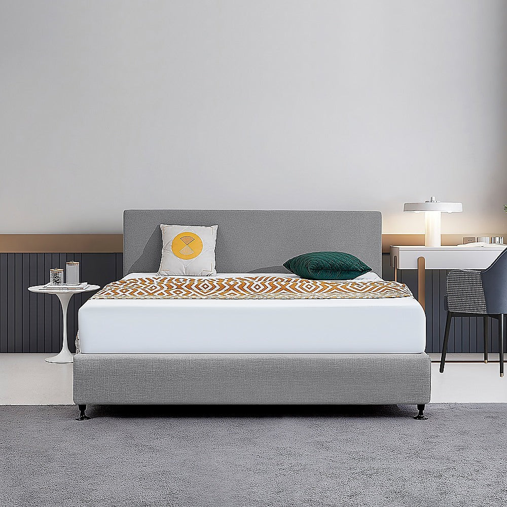 Deluxe King Bed Headboard in Charcoal Linen Fabric with Removable Cover